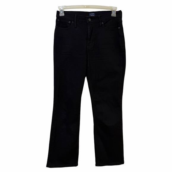 J.CREW Denim - J Crew Womens Mid Rise‎ Flare Cropped Jeans Size 27 Black Dark Denim Stretch